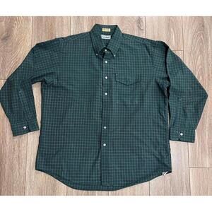Vintage L.L.Bean Men's Green Checkered Button-Up Shirt, XL